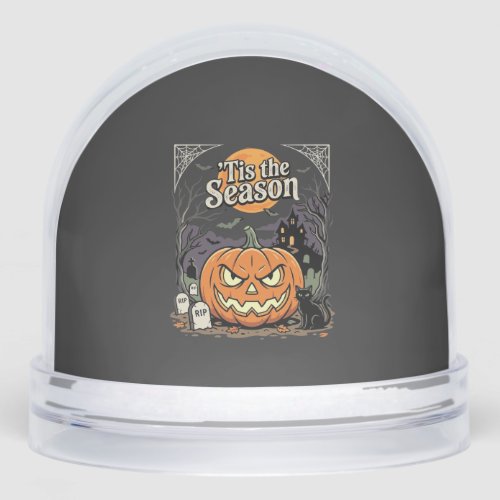 Halloween Tis the Season Pumpkin Cat Design_1 Snow Globe