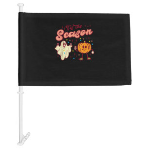Halloween Tis The Season Retro Costume Groovy Wome Car Flag