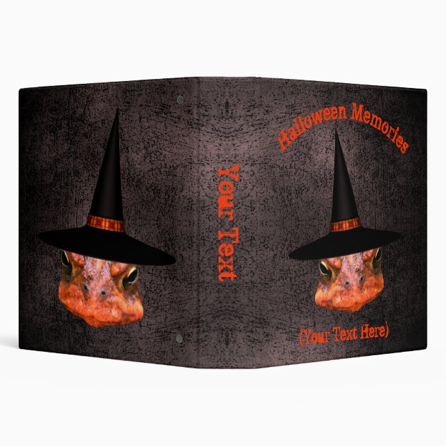 Halloween Toad Face Witch Hat Personalized   3 Ring Binder (Background)