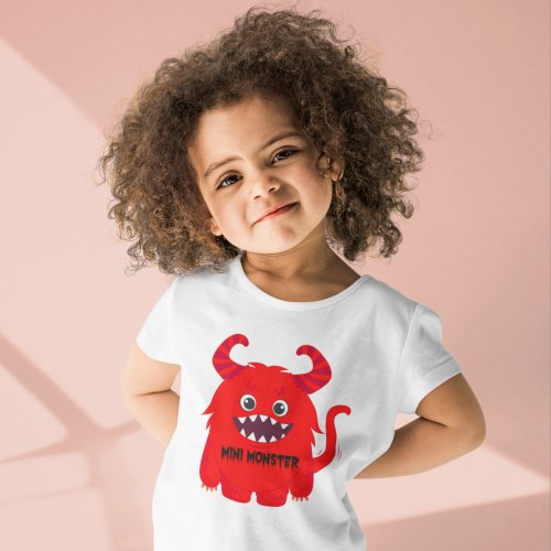 Halloween toddler Cute Red Mini Monster Toddler T_shirt