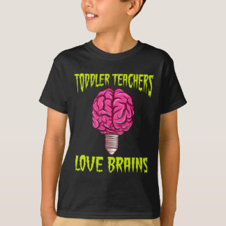 Halloween Toddler Teacher Love Brains Men Women  T-Shirt