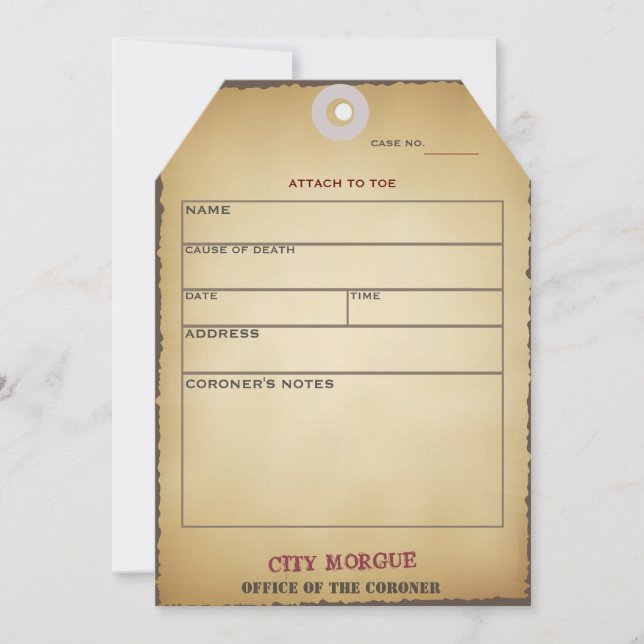 HALLOWEEN TOE TAG INVITATION (Front)