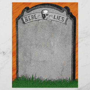 Halloween Tombstone Grave Skull Crossbones Paper