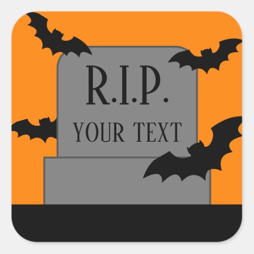Halloween tombstone with black bats stickers