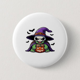 Halloween Tortoise Turtle Witch Hat Costume Spooky Button