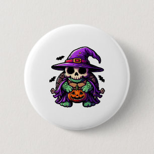 Halloween Tortoise Turtle Witch Hat Costume Spooky Button
