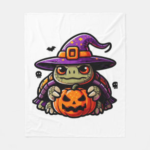 Halloween Tortoise Turtle Witch Hat Costume Spooky Fleece Blanket