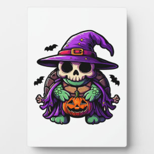 Halloween Tortoise Turtle Witch Hat Costume Spooky Plaque