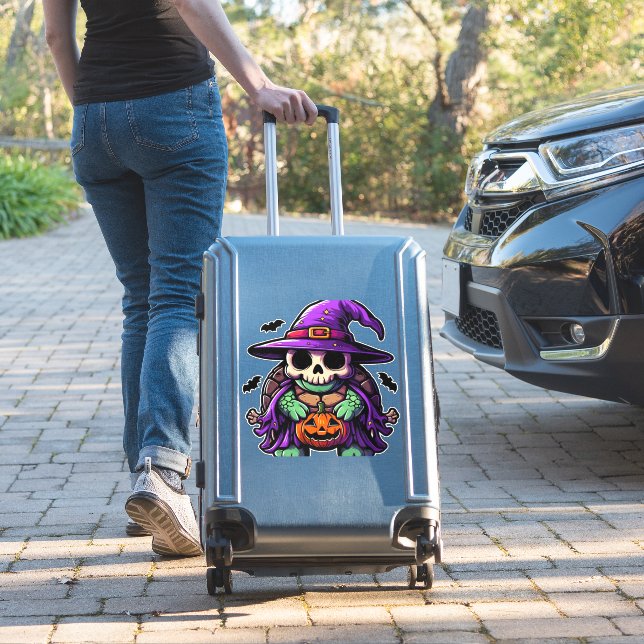 Halloween Tortoise Turtle Witch Hat Costume Spooky Sticker (Suitcase Insitu)