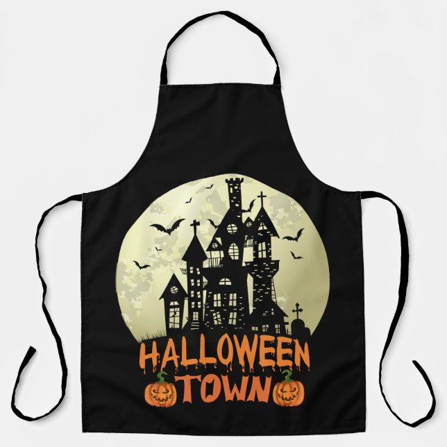 Halloween Town – Haunted House - Full Moon Apron (Front)