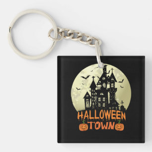 Halloween Town – Haunted House - Full Moon Keychain