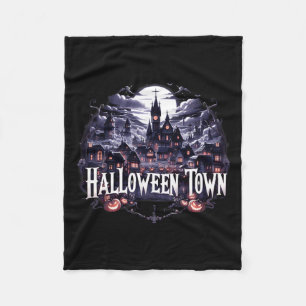 Halloween Town Skeleton Ghost Pumpkin Halloween To Fleece Blanket