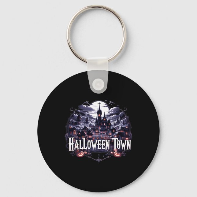 Halloween Town Skeleton Ghost Pumpkin Halloween To Keychain (Front)