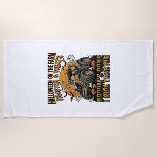 Halloween Tractor Shirt Funny Farm Witch Ride Desi Beach Towel