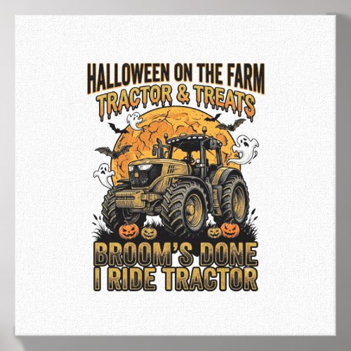 Halloween Tractor Shirt Funny Farm Witch Ride Desi Canvas Photo Tile