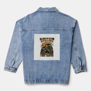 Halloween Tractor Shirt Funny Farm Witch Ride Desi Denim Jacket