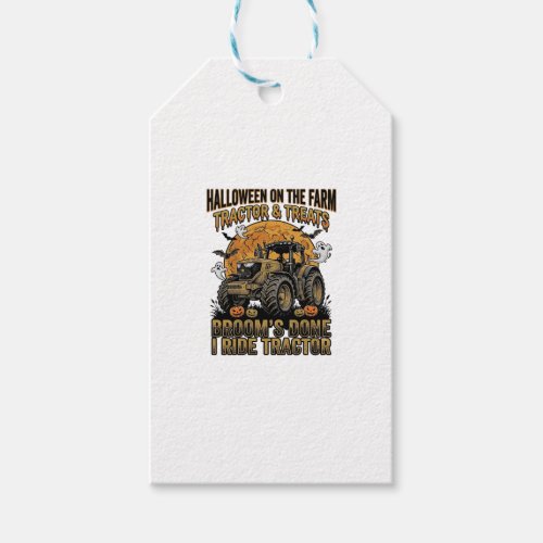 Halloween Tractor Shirt Funny Farm Witch Ride Desi Gift Tags