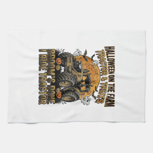 Halloween Tractor Shirt Funny Farm Witch Ride Desi Kitchen Towel