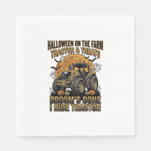 Halloween Tractor Shirt Funny Farm Witch Ride Desi Napkins