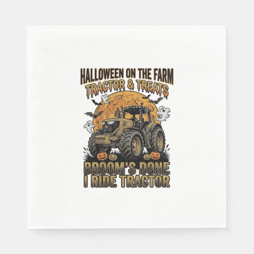 Halloween Tractor Shirt Funny Farm Witch Ride Desi Napkins