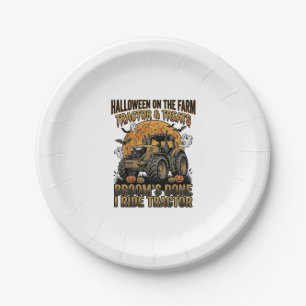 Halloween Tractor Shirt Funny Farm Witch Ride Desi Paper Plates