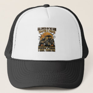 Halloween Tractor Shirt Funny Farm Witch Ride Desi Trucker Hat