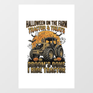 Halloween Tractor Shirt Funny Farm Witch Ride Desi Window Cling