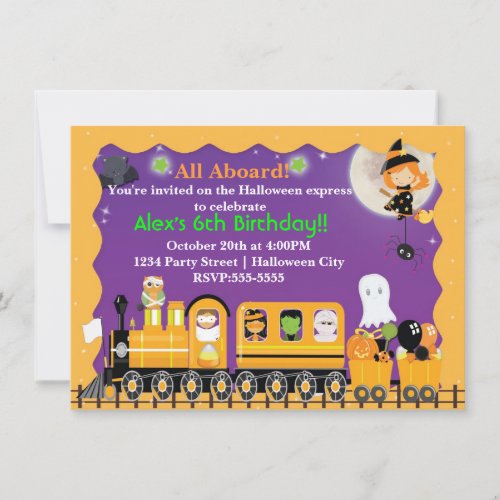 Halloween Train Fun Kids Costume Party Invitation