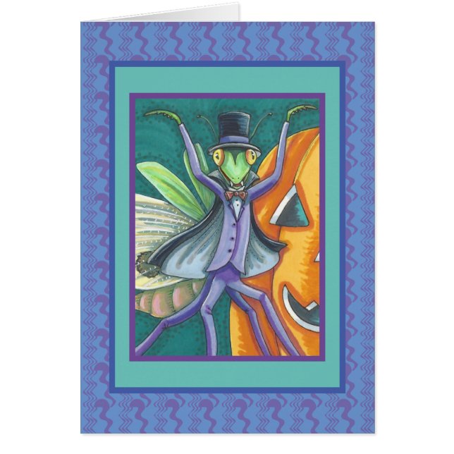 HALLOWEEN TRANSYLVANIA PRAYING MANTIS VAMPIRE CARD (Front)