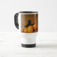 Halloween Travel Mug with Black Cats