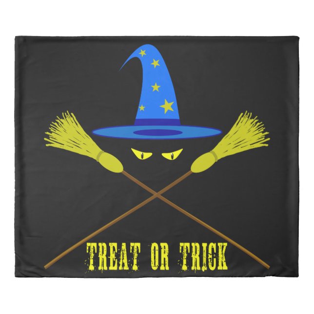 Halloween Treat Or Trick Black Duvet Cover (Front)