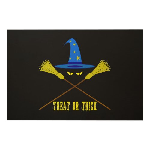 Halloween Treat Or Trick Black Wood Wall Art