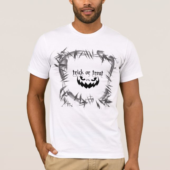 Halloween "Treat or Trick" monster modern design T-Shirt (Front)