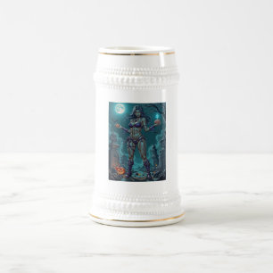 Halloween Treat or Zombie Girlfriend w Brains Beer Stein