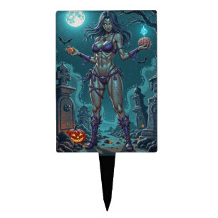Halloween Treat or Zombie Girlfriend w Brains Cake Topper