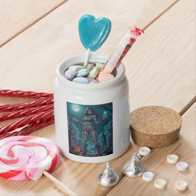 Halloween Treat or Zombie Girlfriend w Brains Candy Jar (In Situ)