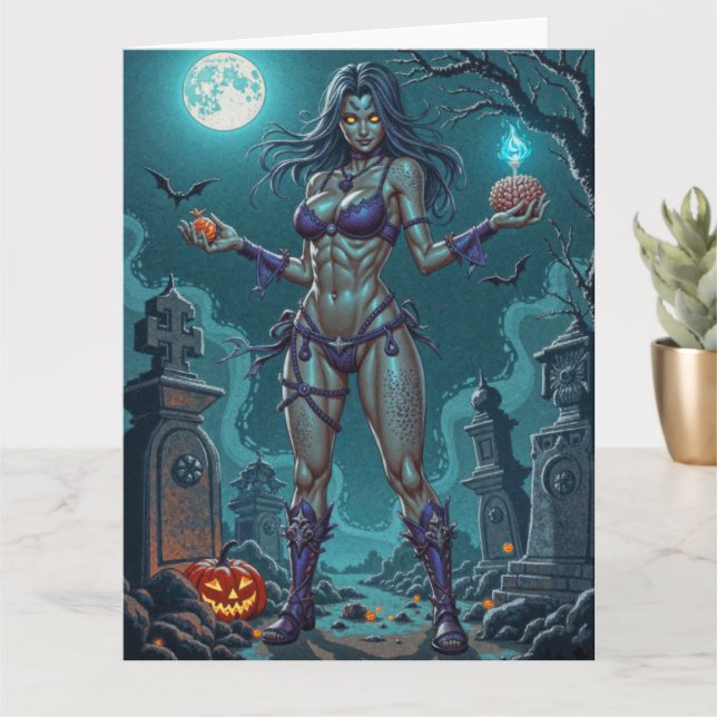 Halloween Treat or Zombie Girlfriend w Brains Card (Small Plant)