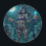 Halloween Treat or Zombie Girlfriend w Brains Dart Board<br><div class="desc">The graveyard was a world of shadows and silence, where the only sound was the whisper of the wind through the skeletal trees. In the center of this eerie landscape stood a figure that defied the very definition of life and death. Her skin was a strange, alluring blend of tan...</div>