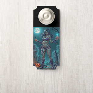 Halloween Treat or Zombie Girlfriend w Brains Door Hanger