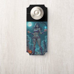 Halloween Treat or Zombie Girlfriend w Brains Door Hanger