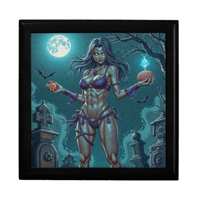 Halloween Treat or Zombie Girlfriend w Brains Gift Box (Front)