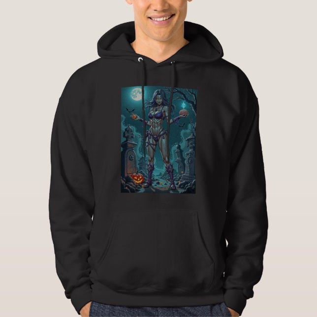 Halloween Treat or Zombie Girlfriend w Brains Hoodie (Front)