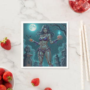 Halloween Treat or Zombie Girlfriend w Brains Napkins