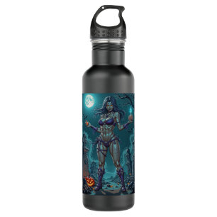 Halloween Treat or Zombie Girlfriend w Brains Stainless Steel Water Bottle