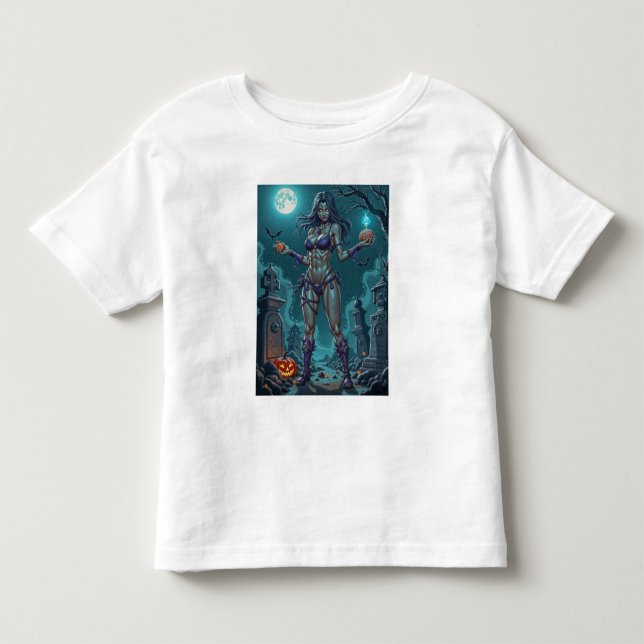 Halloween Treat or Zombie Girlfriend w Brains Toddler T-shirt (Front)