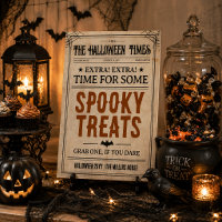 Halloween Treat Table Sign, Halloween Newspaper