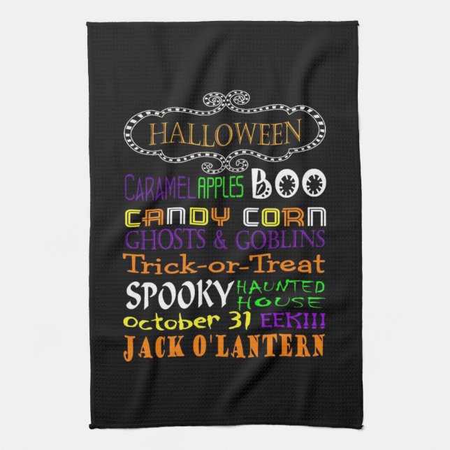 Halloween Treats And Frights Kitchen Towel (Vertical)