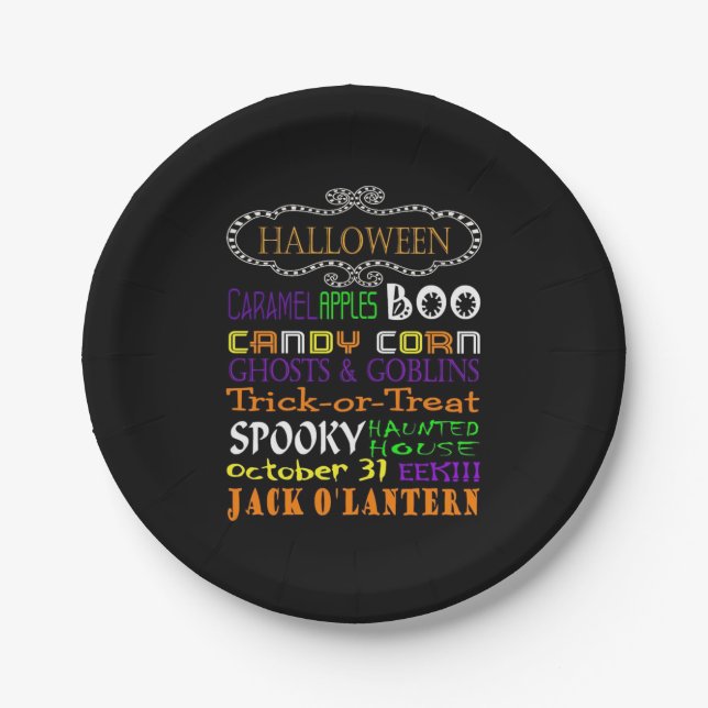 Halloween Treats And Frights Paper Plates (Front)