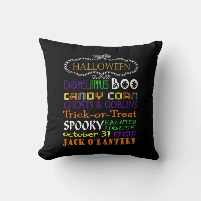 Halloween Treats And Frights Throw Pillow (Front)