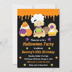 Halloween Treats Baking Birthday Party Invitation